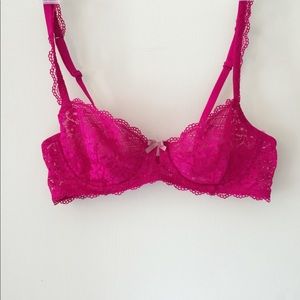 Hot Pink Lacey Unlined Bra